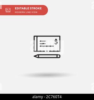 Cheque Simple vector icon. Illustration symbol design template for web mobile UI element. Perfect color modern pictogram on editable stroke. Cheque icons for your business project Stock Vector