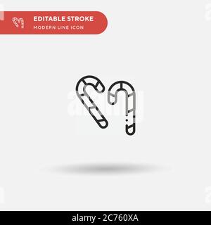 Candy Cane Simple vector icon. Illustration symbol design template for web mobile UI element. Perfect color modern pictogram on editable stroke. Candy Cane icons for your business project Stock Vector