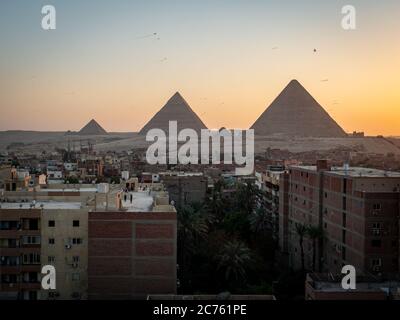 all egyptians come together at sunset on the rooftops Stock Photo