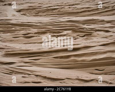 Natural patterns in wind blown sand in sand dunes at Formby, Liverpool, UK Stock Photo
