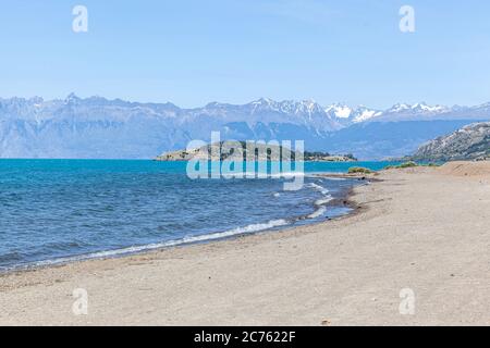 Beach of Puerto Rio Tranquilo,  General Carrera Lake - Aysén, Chile Stock Photo