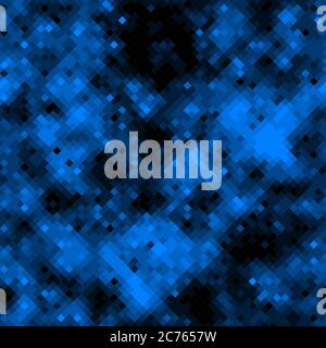 Sapphire blue halftones pixel clouds seamless pattern vector background texture Stock Vector