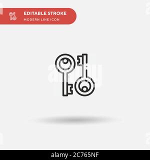 Key Simple vector icon. Illustration symbol design template for web mobile UI element. Perfect color modern pictogram on editable stroke. Key icons for your business project Stock Vector