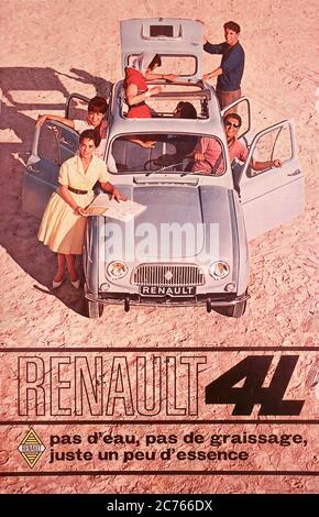 Publicit Renault 4L De 1960 - Vintage car advertising Stock Photo