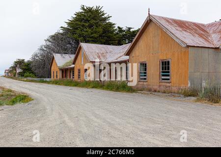 Architecture and constructions in San Gregorio bay - Chile Stock Photo