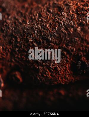 Rust. Fragment of a rusty metal surface. Macro photo. Grunge texture. Red rusty stains on iron. Rock texture. Rust texture. Abstract grunge background Stock Photo