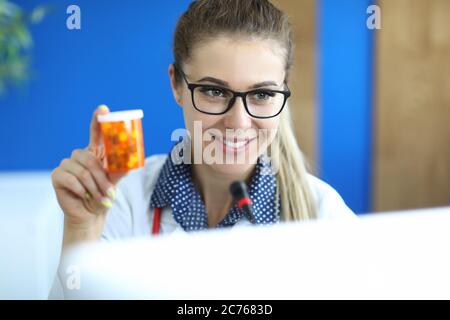 Blonde attractive lady in office Stock Photo