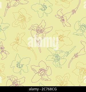 Seamless pattern of abstract flowers and herbs on a light background. Abstract botanical vector illustration. Perfect design for textile or print. Stock Vector