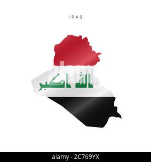 Detailed waving flag map of Iraq. map with masked flag. Stock Photo