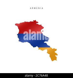 Detailed waving flag map of Armenia. map with masked flag. Stock Photo