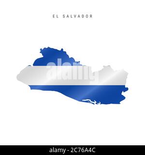 Detailed waving flag map of El Salvador. map with masked flag. Stock Photo