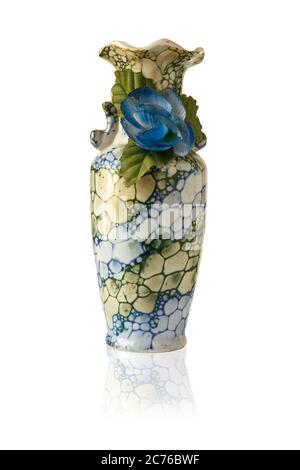Porcelain flower vase isolated on a white background. Stock Photo