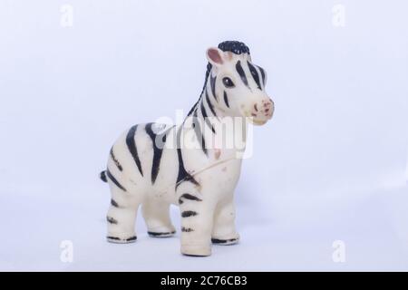 Child zebra toy on isolated white background Stock Photo