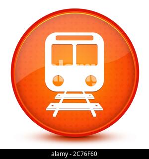 Train icon isolated on glossy star orange round button abstract illustration Stock Photo