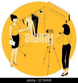 Flat design isometric concept for fashion and beauty blogging and marketing, education, webinar and tutorial projects Stock Vector