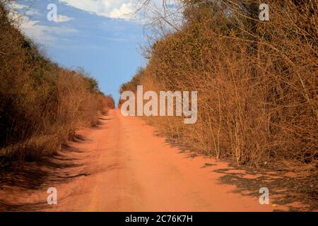 Long country road in Madagascar Stock Photo