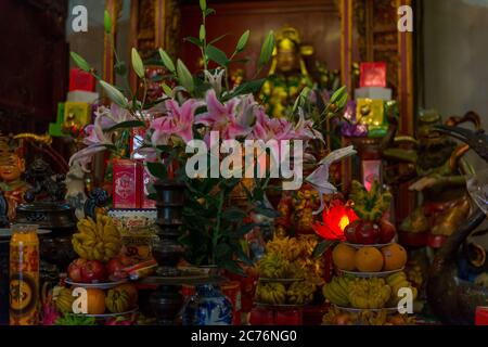 Interior Temple at Hoan Kiem lake Stock Photo