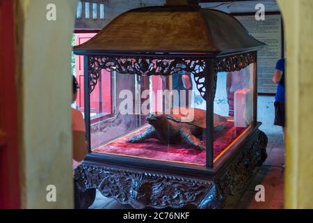 Interior Temple at Hoan Kiem lake Stock Photo