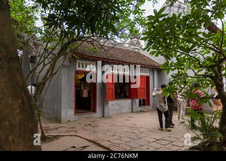 Temple at Hoan Kiem lake Stock Photo