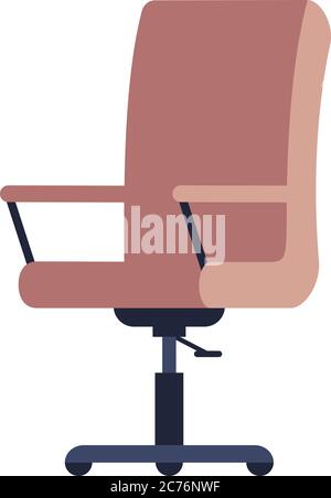 Pink office chair semi flat RGB color vector illustration. Armchair to work near desk. Interior element. Contemporary corporate seat. Household furnit Stock Vector