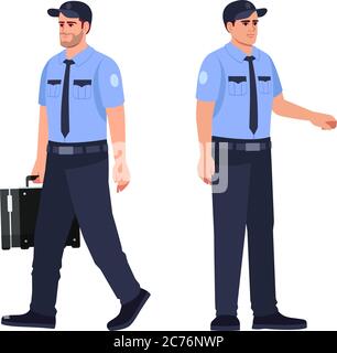 Guard with briefcase semi flat RGB color vector illustration. Man in  uniform. Male cop with bulletproof vest carry bag for cash. Police officer  isolat Stock Vector Image & Art - Alamy