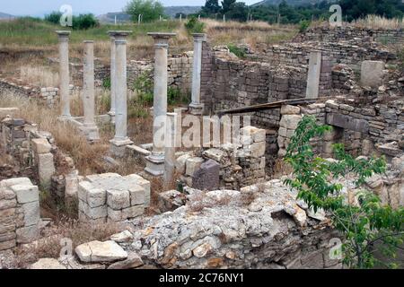 Allianoi MS was an ancient hot spring and city with the remains of the 2nd century Roman empire. Due to the dam construction 2011 was covered with san Stock Photo