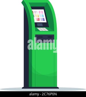 ATM for payment semi flat RGB color vector illustration. Terminal for financial operation. Automatic machine for payment. Self serving kiosk isolated Stock Vector