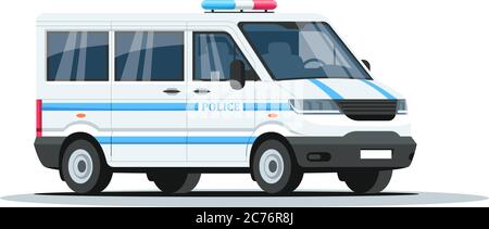 Police armored truck semi flat RGB color vector illustration. Enforcement transportation. Patrol car with siren for urgency. Auto for guard. Van isola Stock Vector