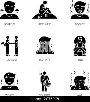 Courage black glyph icon. Feeling of bravery, fearlessness. Human ...