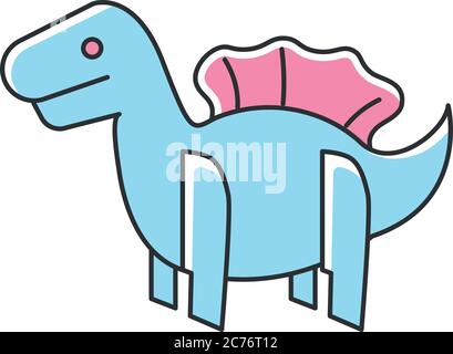 Dinosaur 3D puzzle toy RGB color icon. Dino toy for toddlers. Educational games playing figure. Imagination and brain development. Children activity i Stock Vector