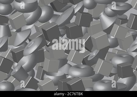 Abstract Volume Shapes and Cubes 3D Seamless Illustration Stock Vector