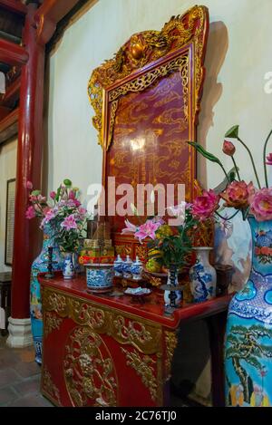 Interior Temple at Hoan Kiem lake Stock Photo