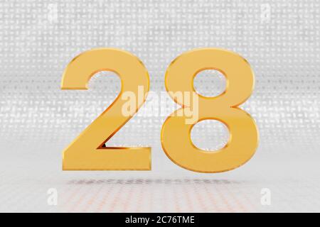Gold 3d number 28. Glossy golden number on concrete background ...