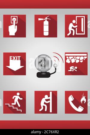 illustration of  occupational awareness events poster of fire safety Stock Photo