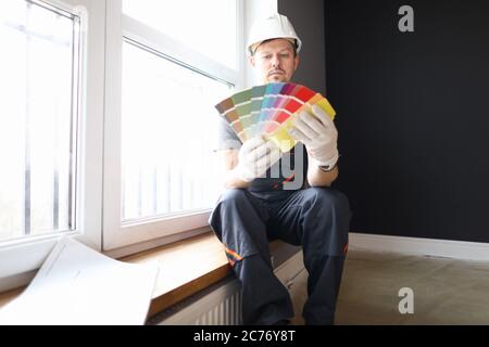 Concentrated professional foreman at work Stock Photo