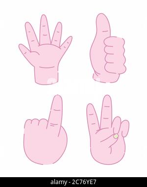 human hands different gesture vector illustration isolated icons design Stock Vector