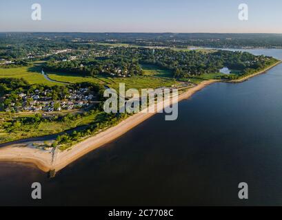 High angle view in the beautiful panorama coastal area beach Stock Photo