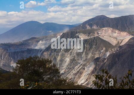 dry climate landscape destroyed by mining, landscape in continuous change Stock Photo