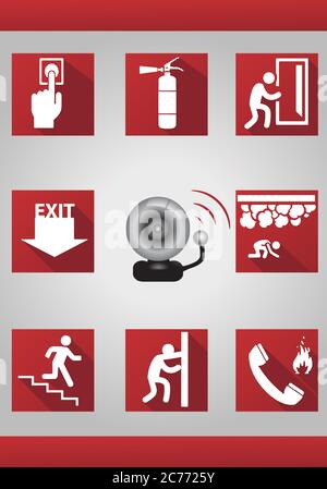 illustration of  occupational awareness events poster of fire safety Stock Photo