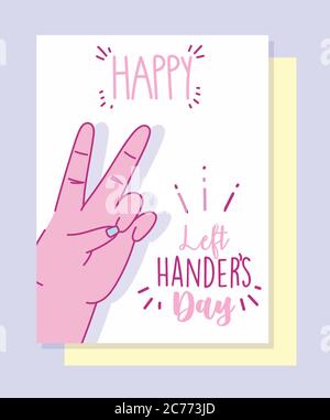 left handers day, hand peace and love sign cartoon celebration vector illustration Stock Vector