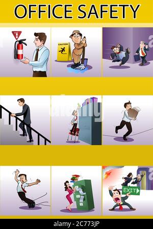 illustration of  occupational awareness events poster of office safety Stock Photo