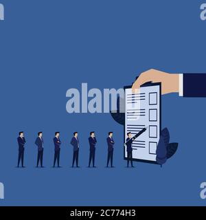 Businessman line up to fill form survey questionnaire. Stock Vector