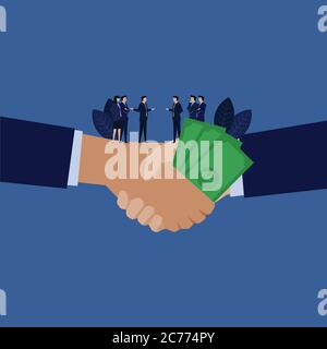 Business handshake with money metaphor of corruption. Stock Vector