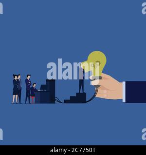 Business team fix idea for better plan. Business Landing Page Template. Stock Vector