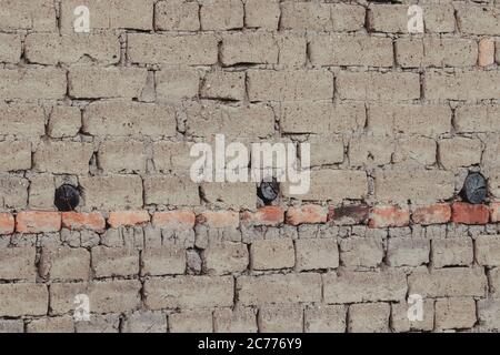 adobe background, mud bricks, old wall brown wall Stock Photo