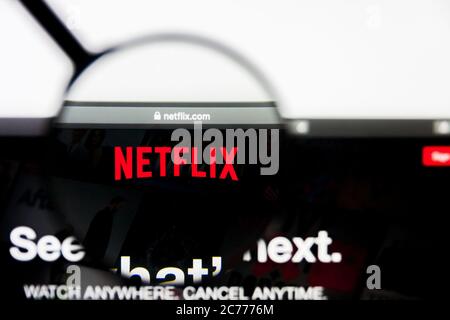 Los Angeles, California, USA - 23 March 2019: Illustrative Editorial of Netflix website homepage. Netflix logo visible on display screen. Stock Photo