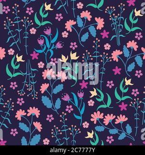 Seamless pattern with cute small flowers. Vector floral background. Stock Vector