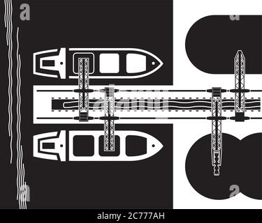 Crane loading industrial ships with raw materials – vector illustration Stock Vector