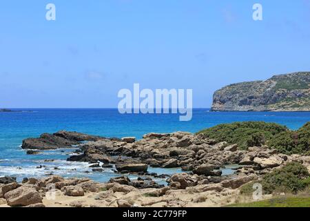 Crete island falassarna red sand beach summer holidays 2020 covid-19 season modern high quality print Stock Photo