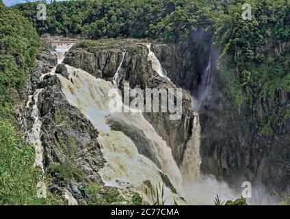 Mighty Barron Falls on the Barron River at Barron Gorge near Kuranda during wet season - just up the hill from Cairns Stock Photo